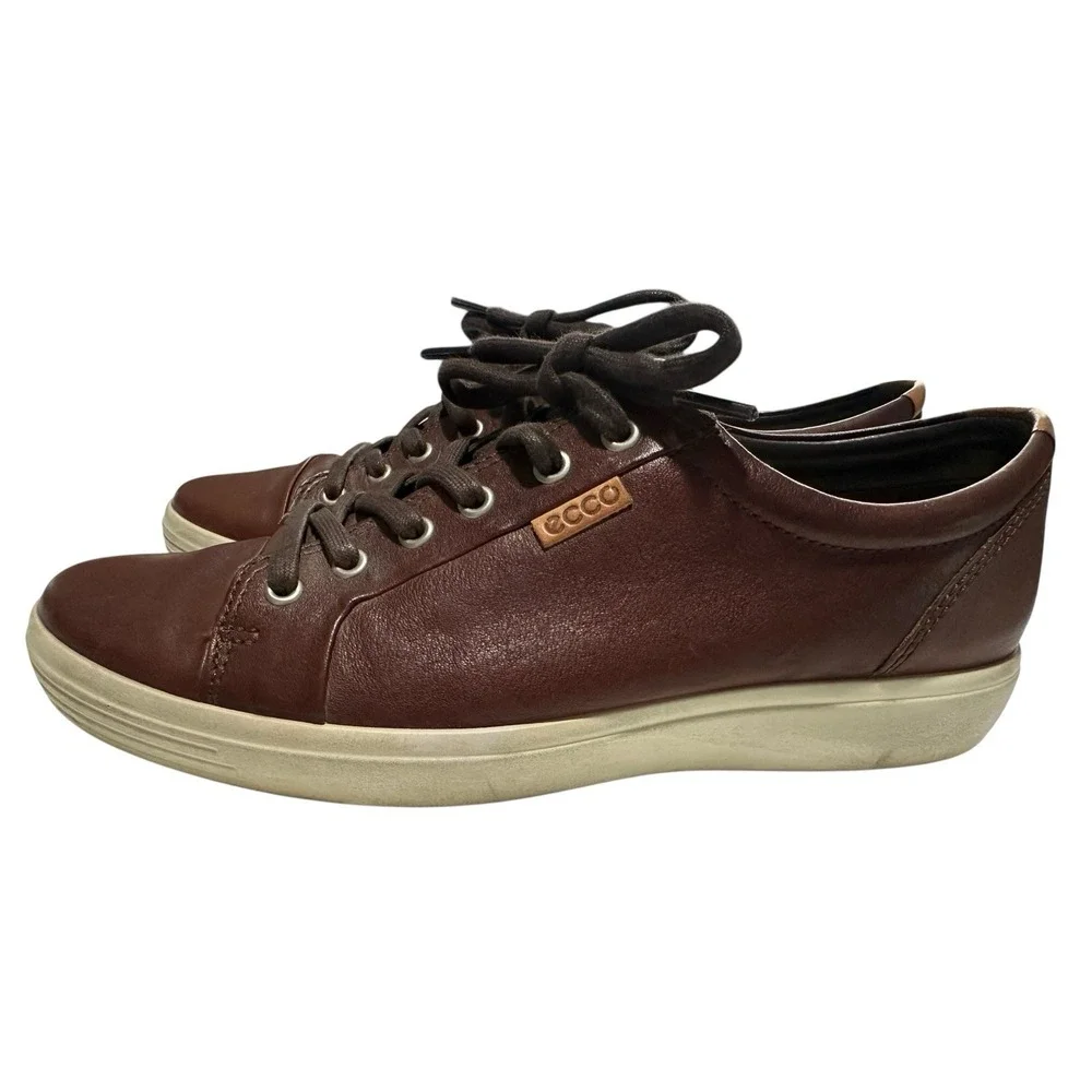 Ecco Shoes Sneakers Men's Size 9 US EU 43 Brown Leather‎ Lace Up Danish #S17-10